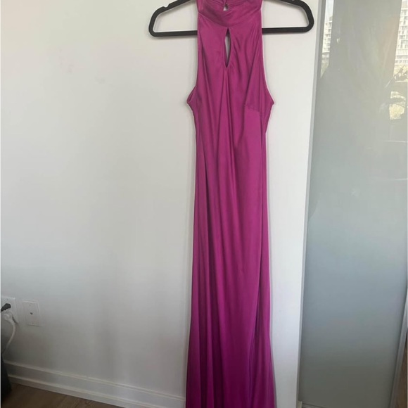 Magenta Pink Halter Maxi Slip Dress (Medium) - Picture 4 of 4